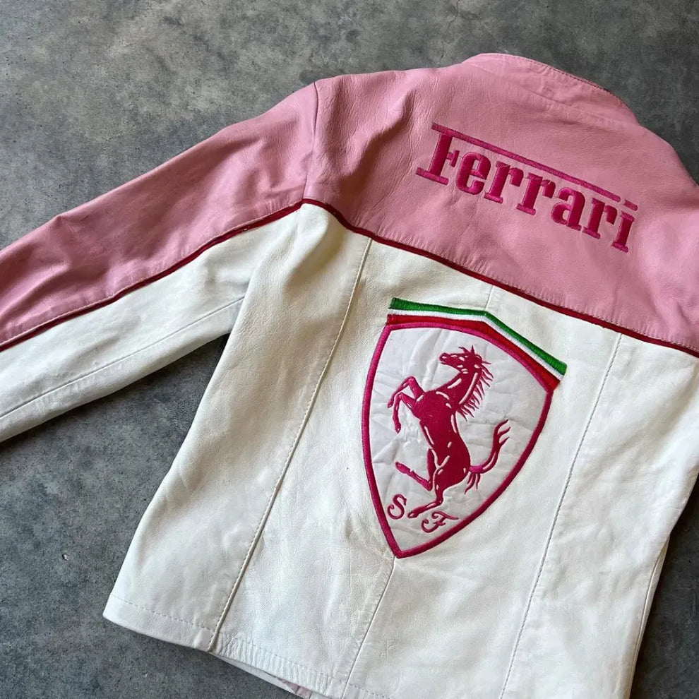 Ferrari Pink Leather Jacket