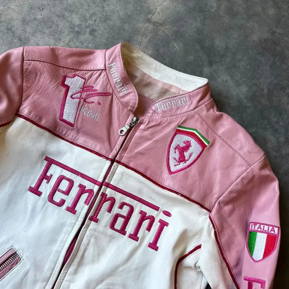 Ferrari Pink Leather Jacket
