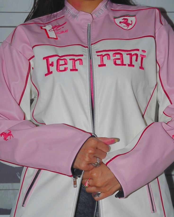 Ferrari Pink Leather Jacket